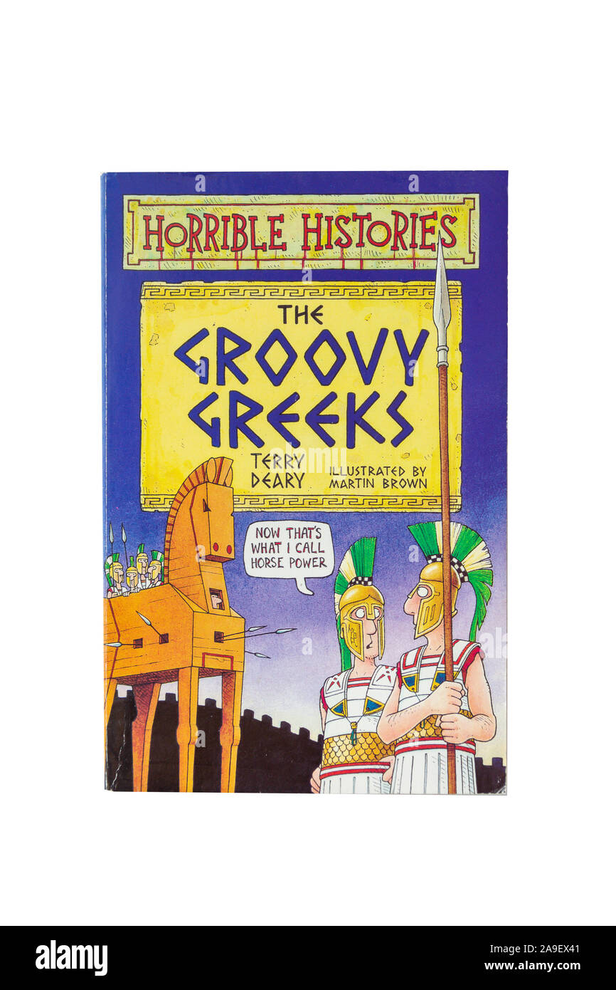 Storie orribili The Groovy Greeks Children's book di Terry Deary, Greater London, England, United Kingdom Foto Stock