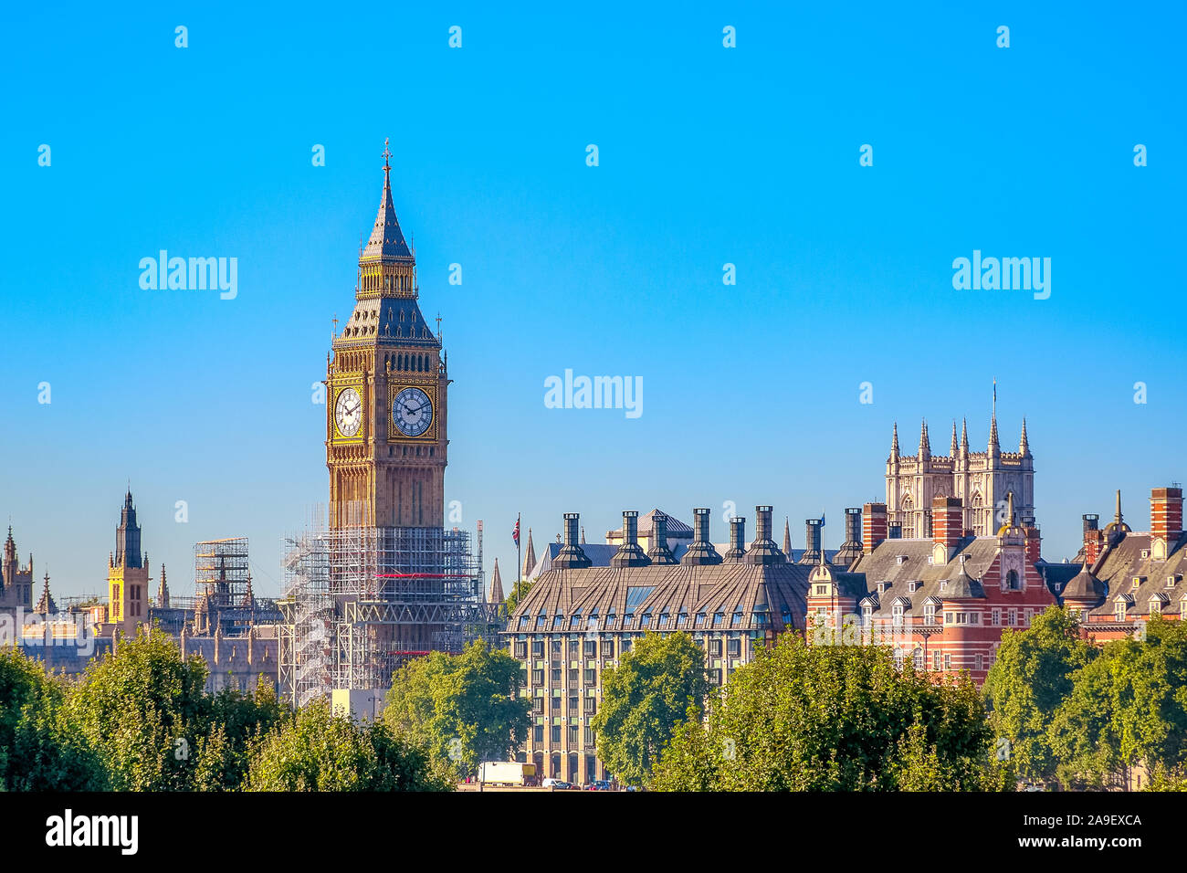 Big Ben a Londra in costruzione per la manutenzione Foto Stock