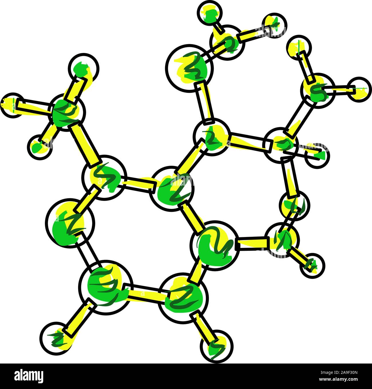 Molecola chimica. Icona della scienza isolato. Concetto di fisica. Abstract illustrazione della tecnologia Illustrazione Vettoriale