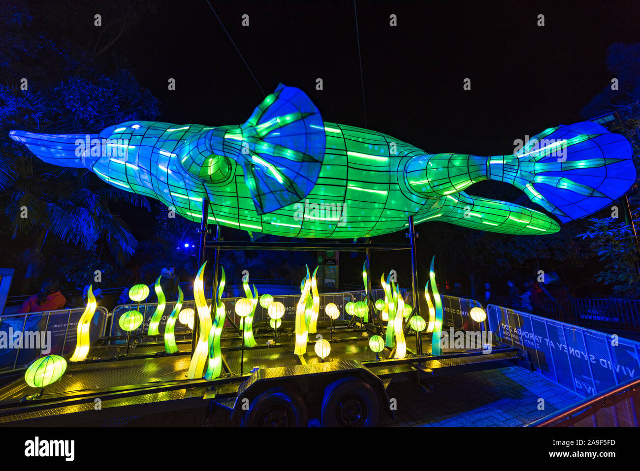 Sydney, Australia - 11 Giugno 2016: Vivid Sydney al Taronga Zoo. Sculture di luce degli animali al famoso Sydney attrazione turistica Taronga Zoo durante ann Foto Stock