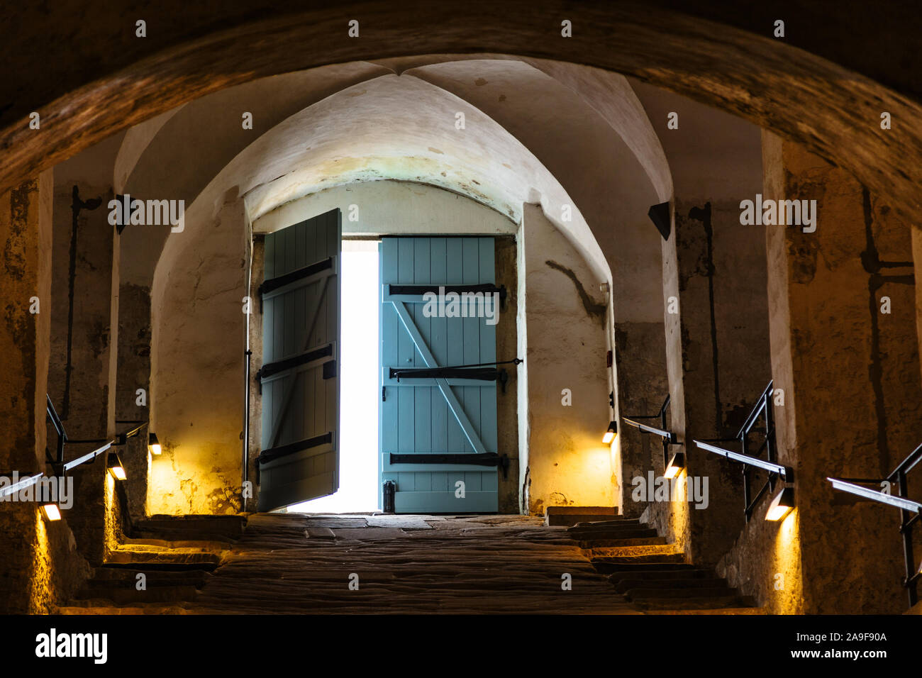 I luoghi di interesse turistico di dark dungeon in Konigstein fortezza Foto Stock