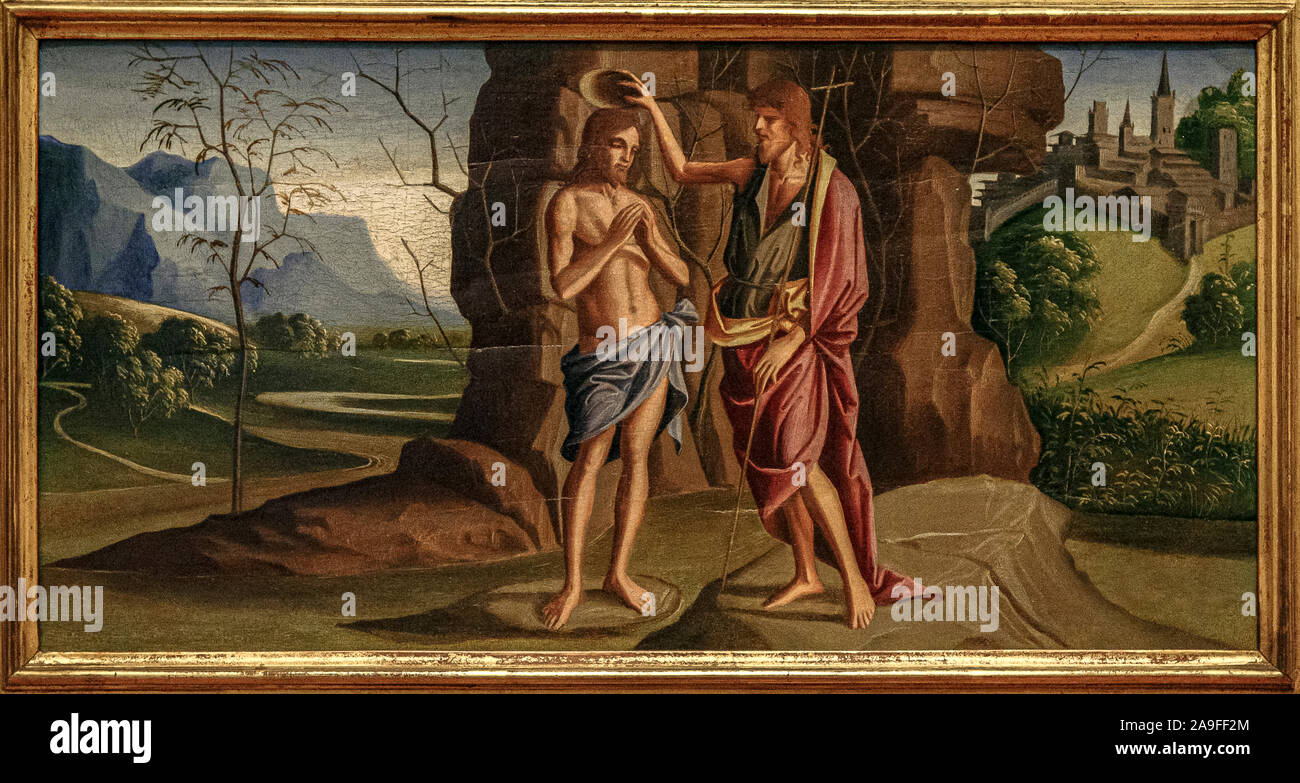 Italia Emilia Romagna Forlì - galleria d'Arte di San Domenico musei: il Battesimo di Gesù da parte di Marco Palmezzano Foto Stock