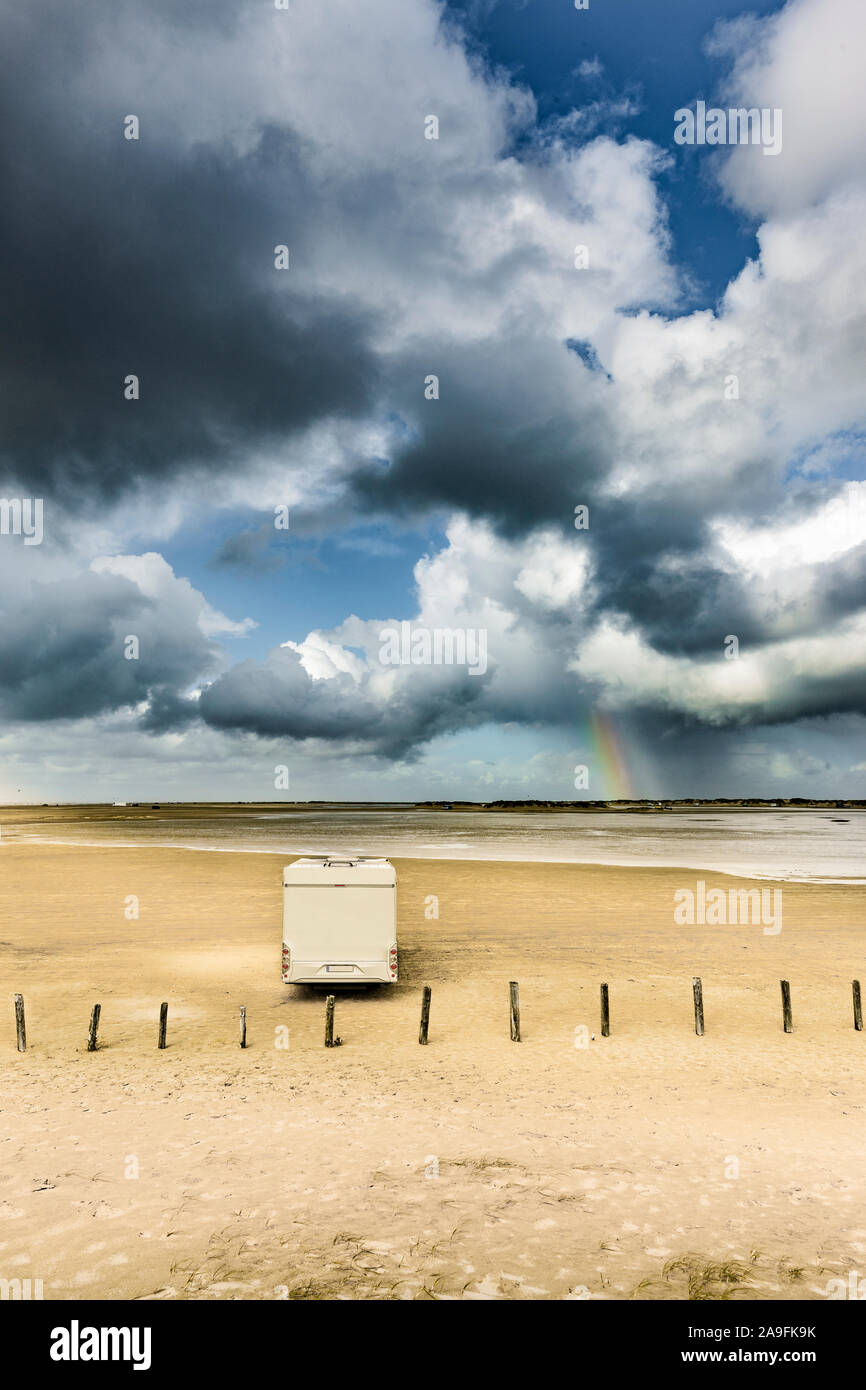 Mobile home in spiaggia in Rømø, Danimarca Foto Stock