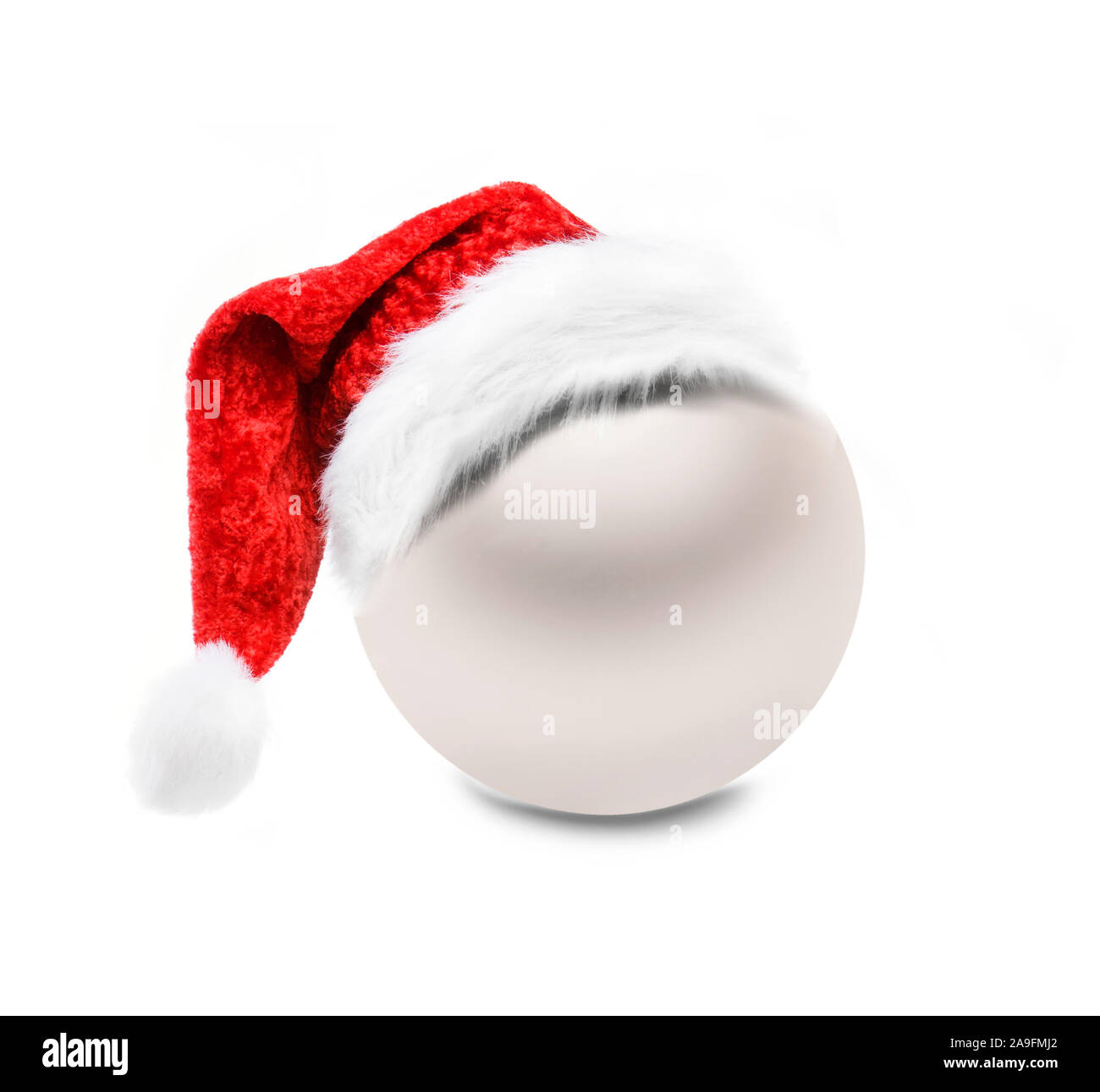 Bianco - golden palla di Natale isolato su sfondo bianco Foto Stock