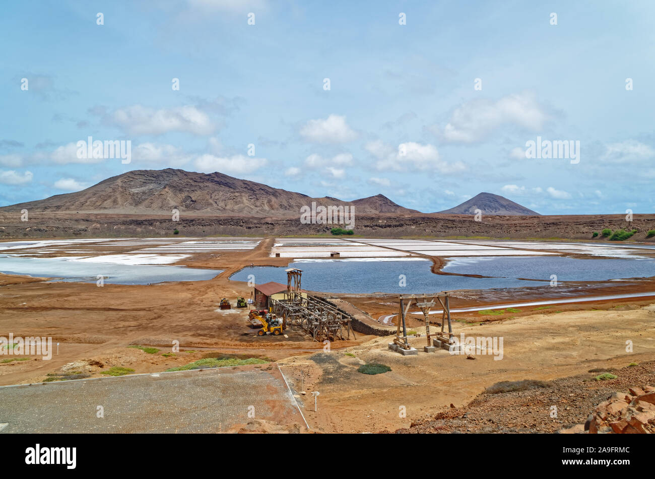 Vista panoramica di Salinas de Pedra de lume nell'isola di Sal, Capo Verde Foto Stock