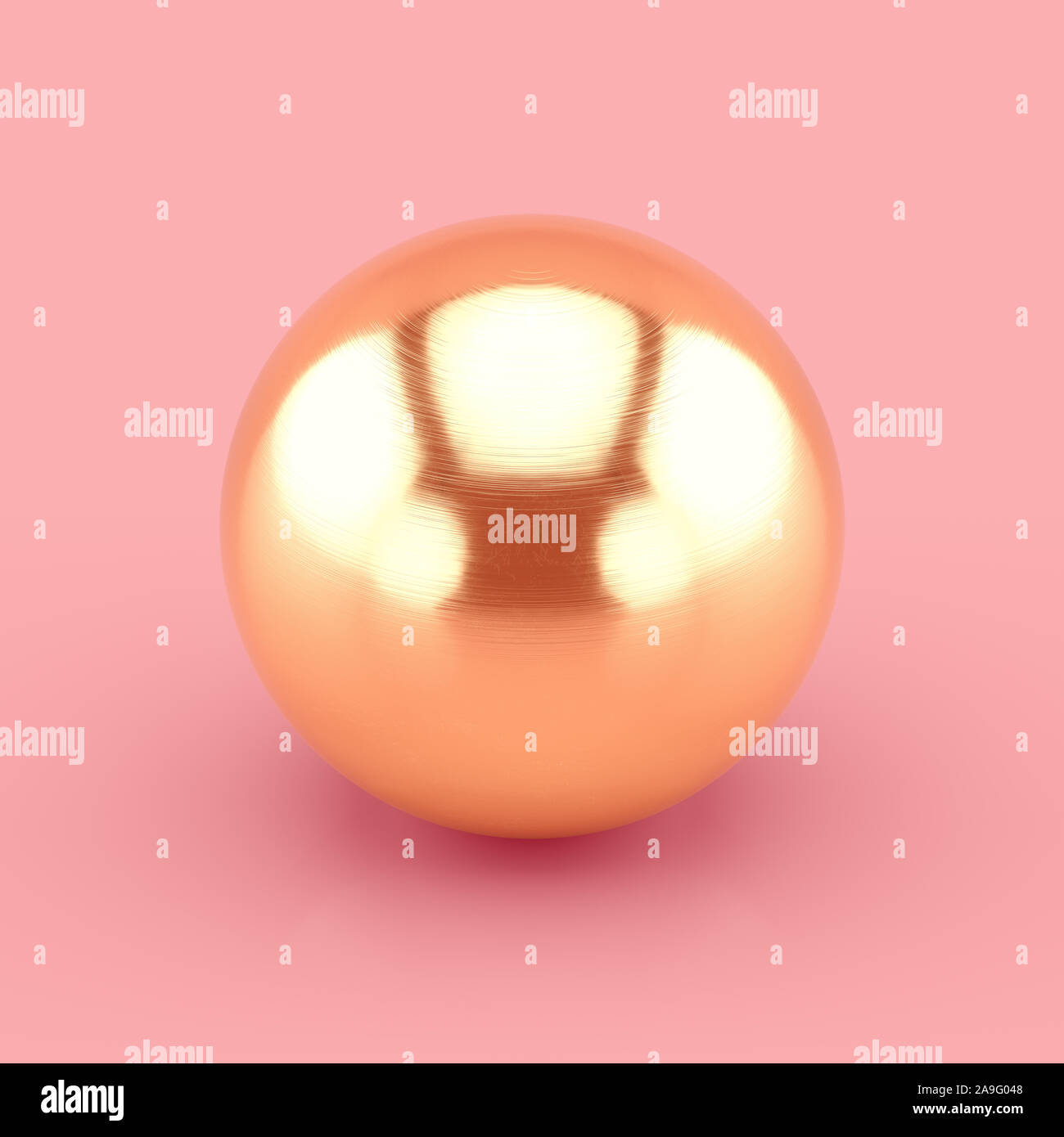 Oro metallizzato lucido e brillante sfera. Con effetto di anisotropia e unperfections. Realistiche in 3D rendering. Foto Stock