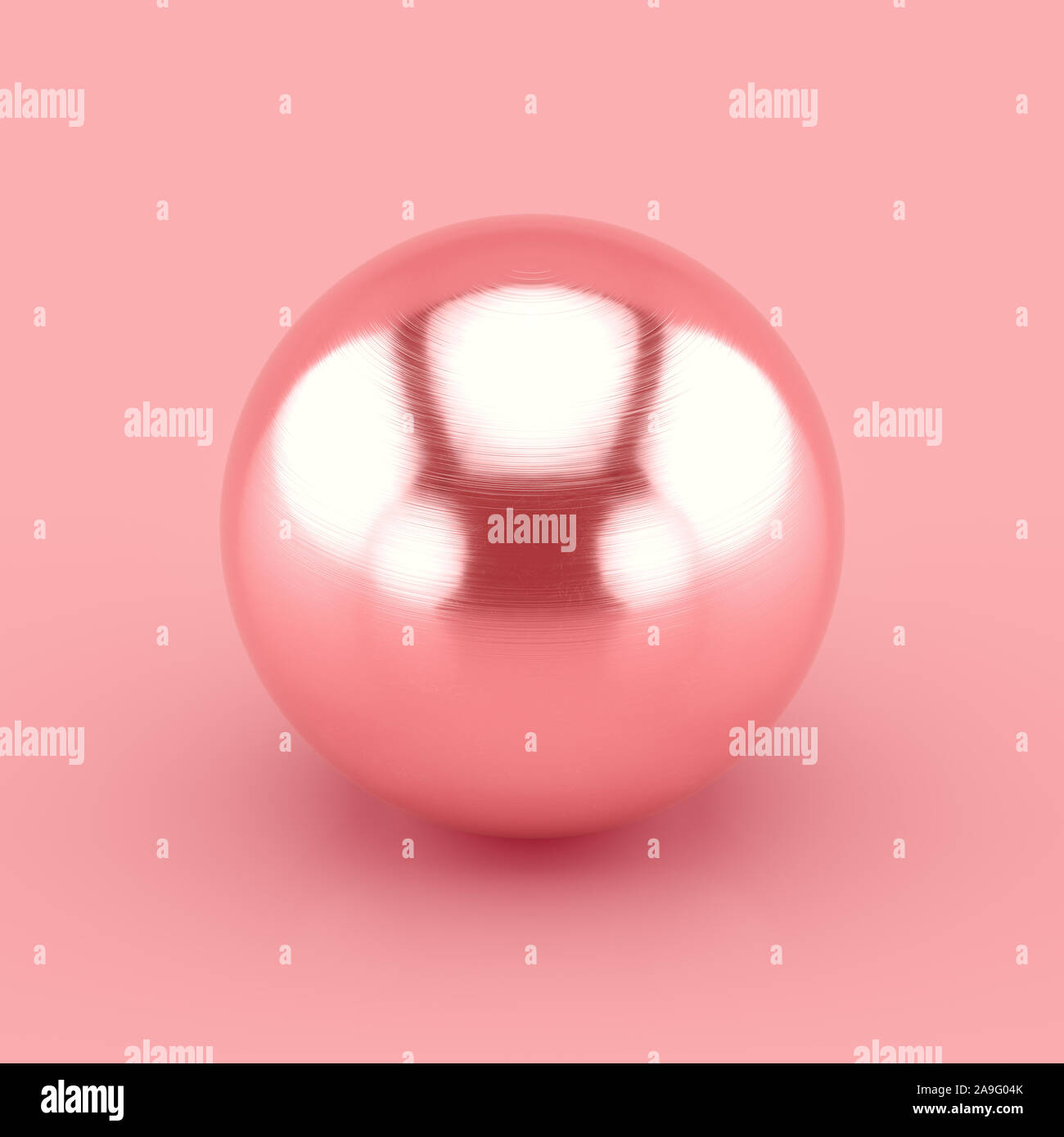Rose Gold metallica lucida e splendente sfera. Con effetto di anisotropia e unperfections. Realistiche in 3D rendering. Foto Stock