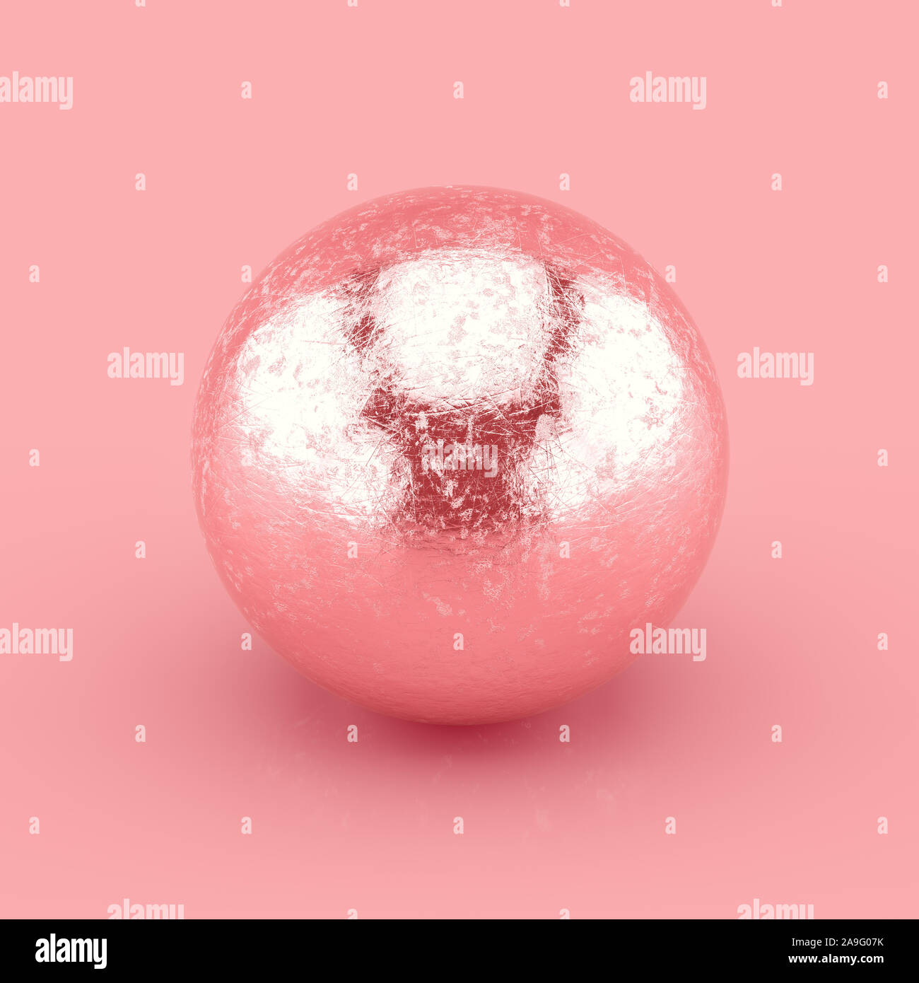 Martellato oro rosa sfera con graffi e imperfezioni. Realistiche in 3D rendering. Foto Stock