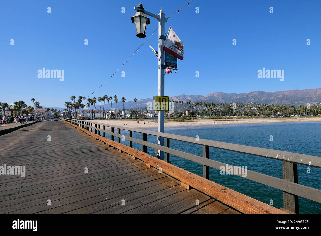 Stearns Wharf, Santa Barbara, California, Stati Uniti d'America Foto Stock