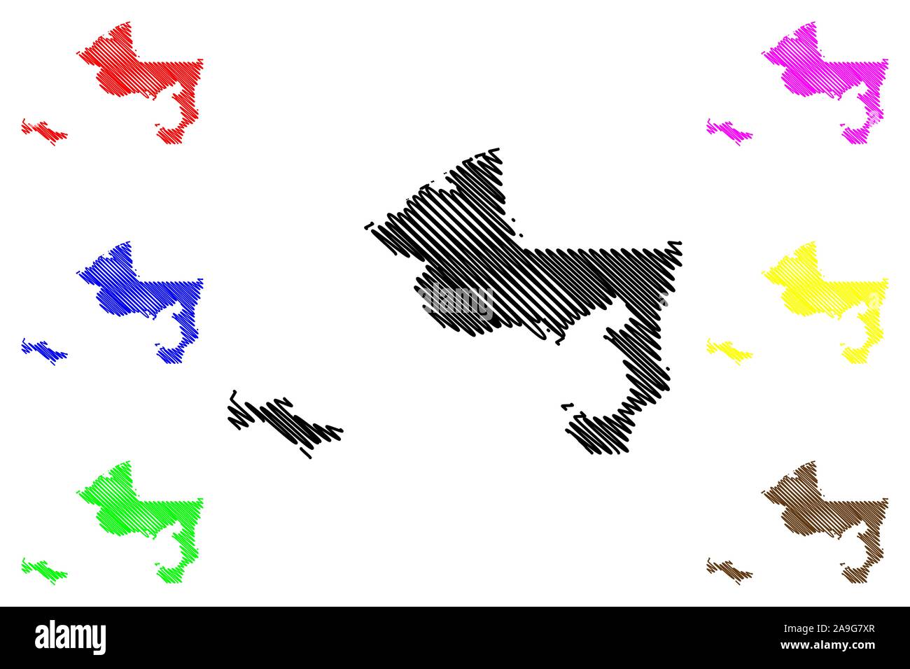 Nome area di censimento, Alaska (comuni e zone di censimento in Alaska, Stati Uniti d'America,USA, Stati Uniti, US) mappa illustrazione vettoriale, scribble schizzo Nome C Illustrazione Vettoriale