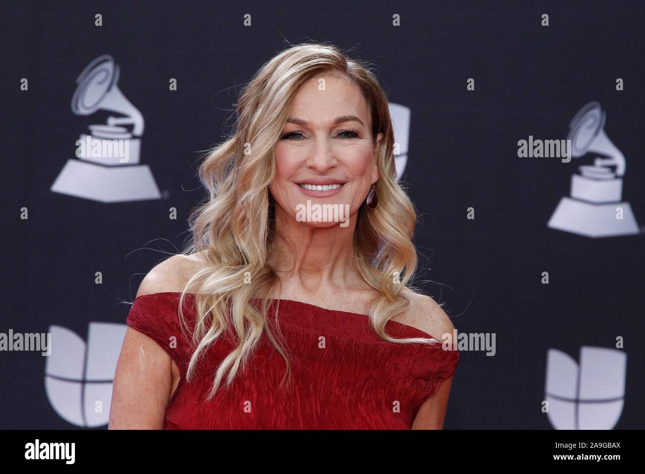 Las Vegas, NV, Stati Uniti d'America. Xiv Nov, 2019. Deborah Dugan (La Recording Academy presidente/CEO) presso gli arrivi per il ventesimo annuale di Latin Grammy Awards - Gli arrivi 2, MGM Grand Garden Arena di Las Vegas, NV Novembre 14, 2019. Credito: JA/Everett raccolta/Alamy Live News Foto Stock