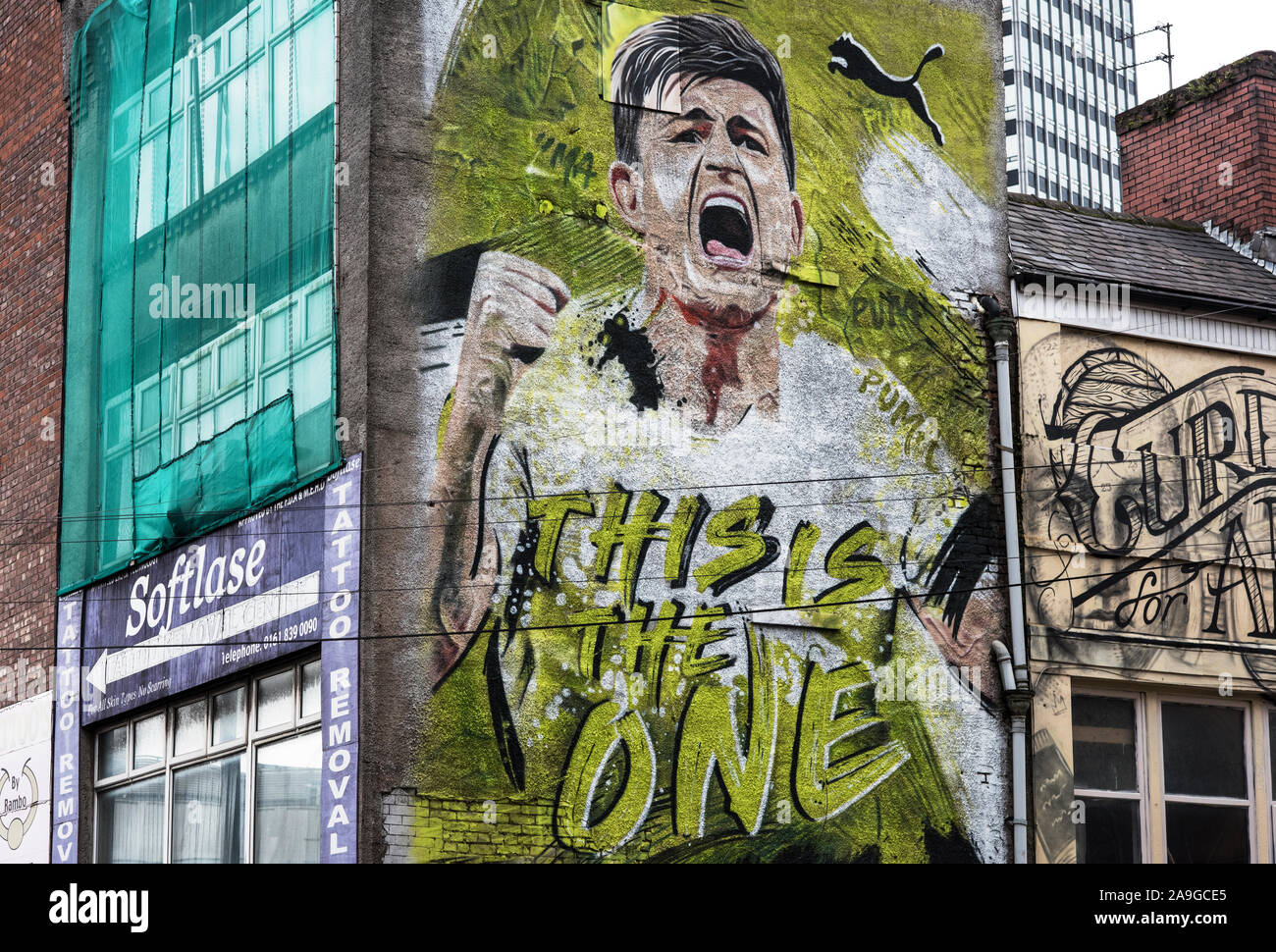 Pubblicità di Harry Maguire PUMA. Questo è quello. Akse p19. Manchester. Foto Stock