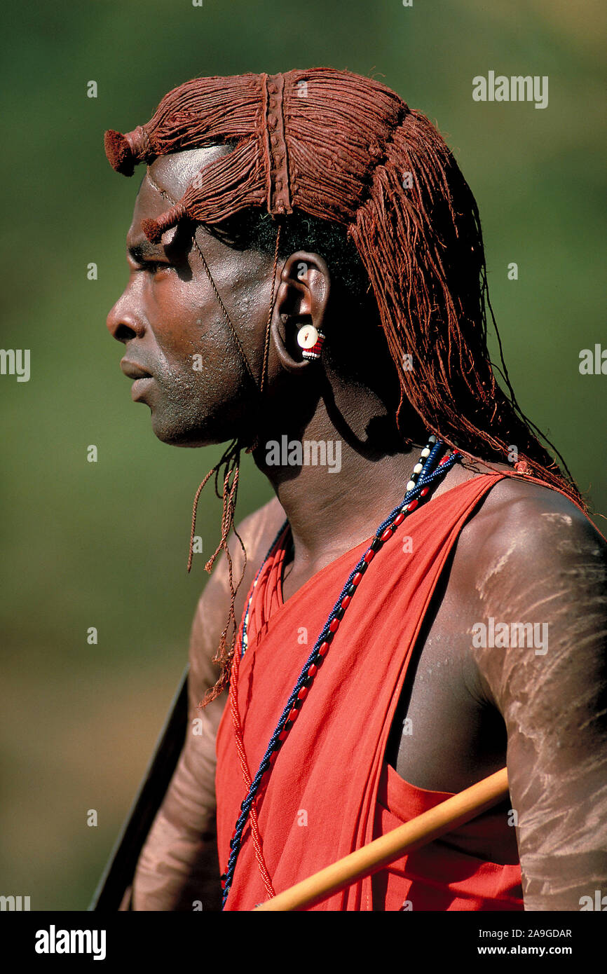 Samburu Krieger, Portraet, Foto Stock