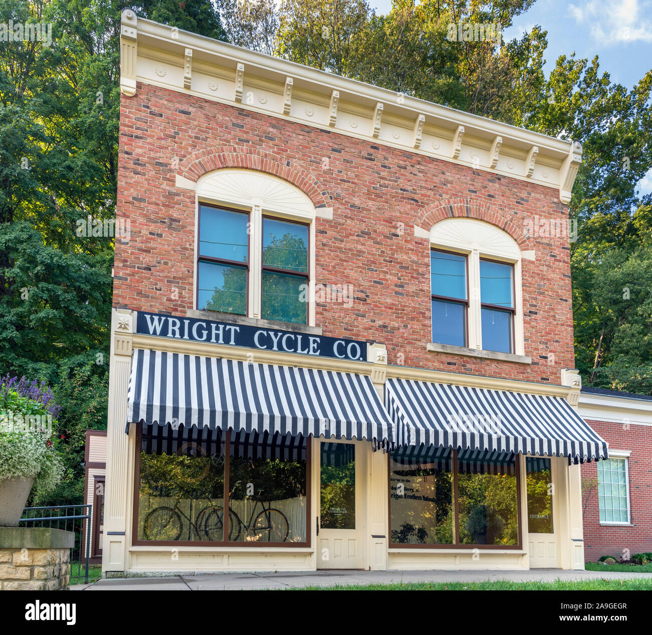 Fratelli Wright Cycle shop, Wright Brothers National Museum, il Carillon Historical Park, Dayton Aviation Heritage National Historical Park, Dayton, OH. Foto Stock