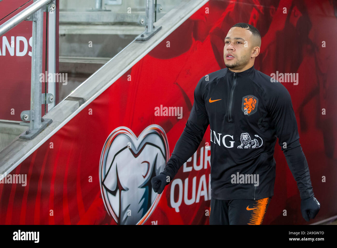 Belfast, Irlanda del Nord. Xv Nov, 2019. BELFAST, Windsor Park, 15-11-2019, stagione 2019/2020, calcio Euro qualificatore. Paesi Bassi il giocatore Memphis Depay durante il match Holland treni in Belfast Credit: Pro scatti/Alamy Live News Foto Stock