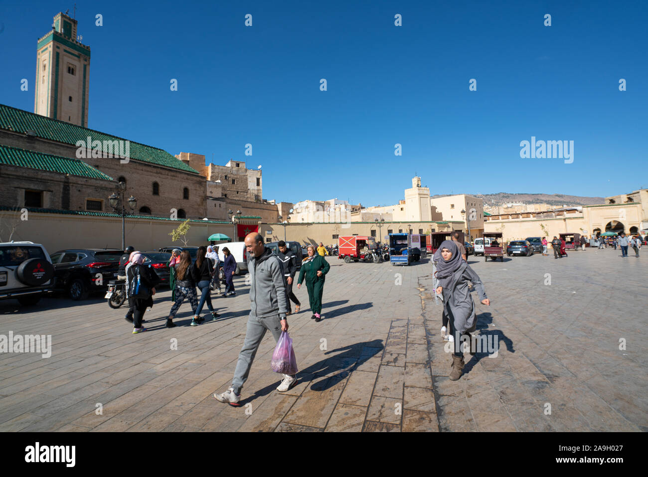 Fez, in Marocco. Il 9 novembre 2019. Una vista panoramica del Bab Rcif square Foto Stock