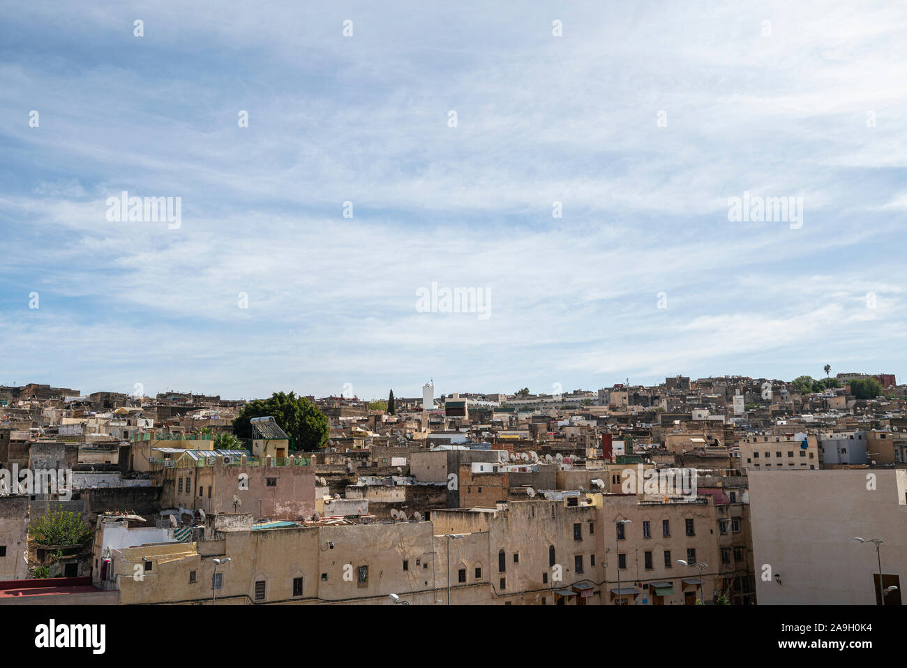 Fez, in Marocco. Il 9 novembre 2019. La vista panoramica della città vecchia Foto Stock