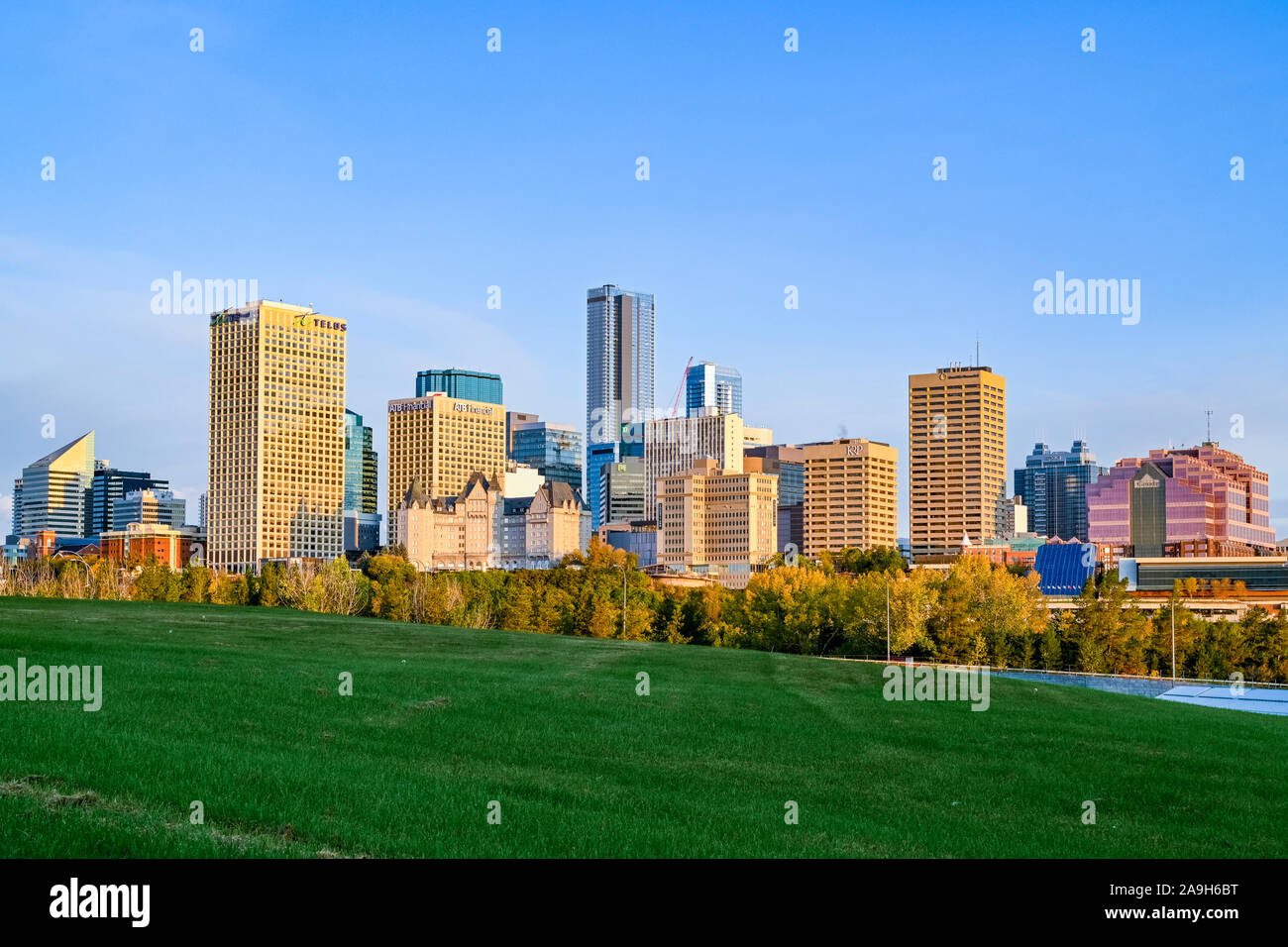 Downtown, skyline di Edmonton, Alberta, Canada Foto Stock