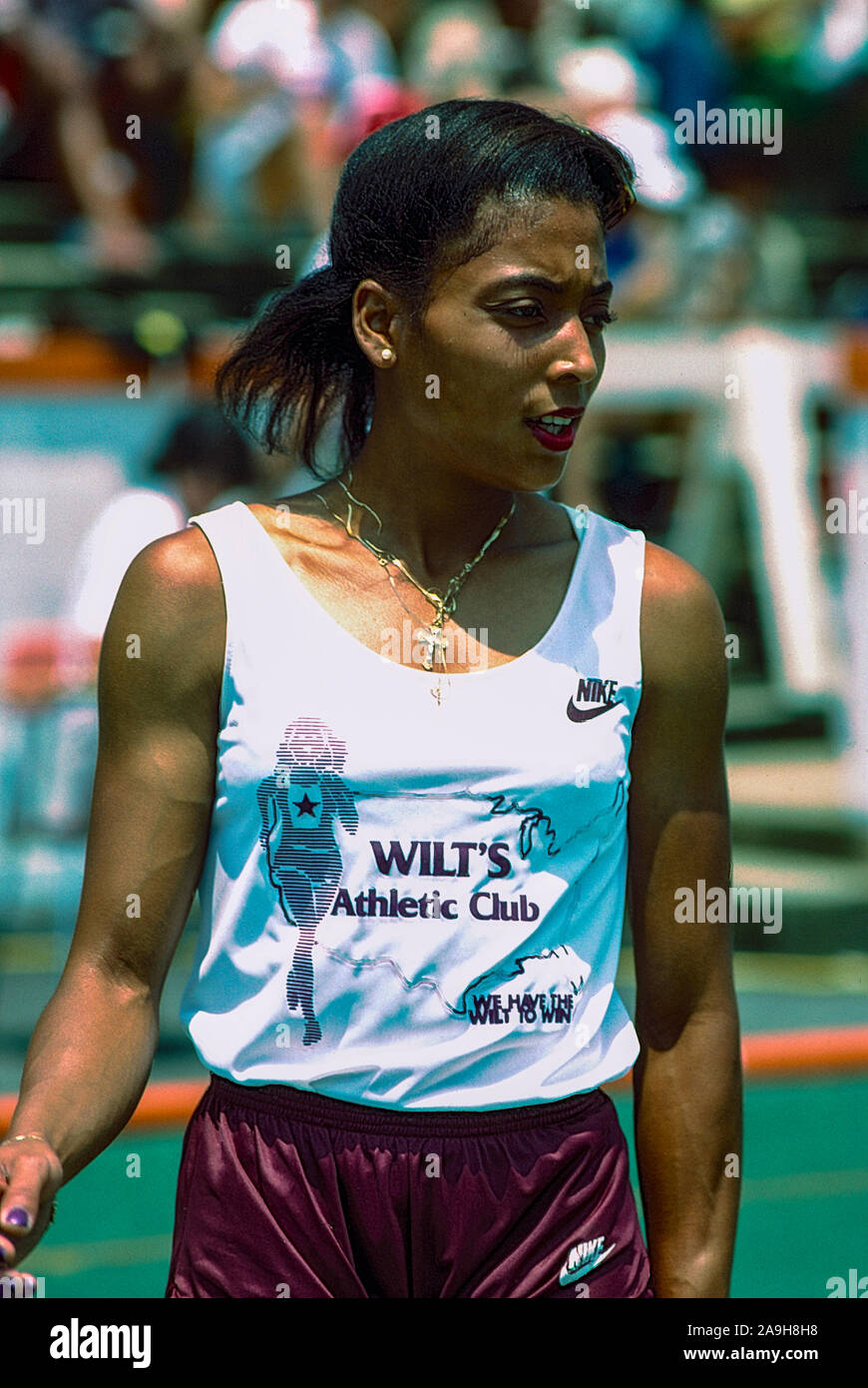 Florence Griffith Joyner competono al 1982 USA Outdoor via e campionati di campo Foto Stock