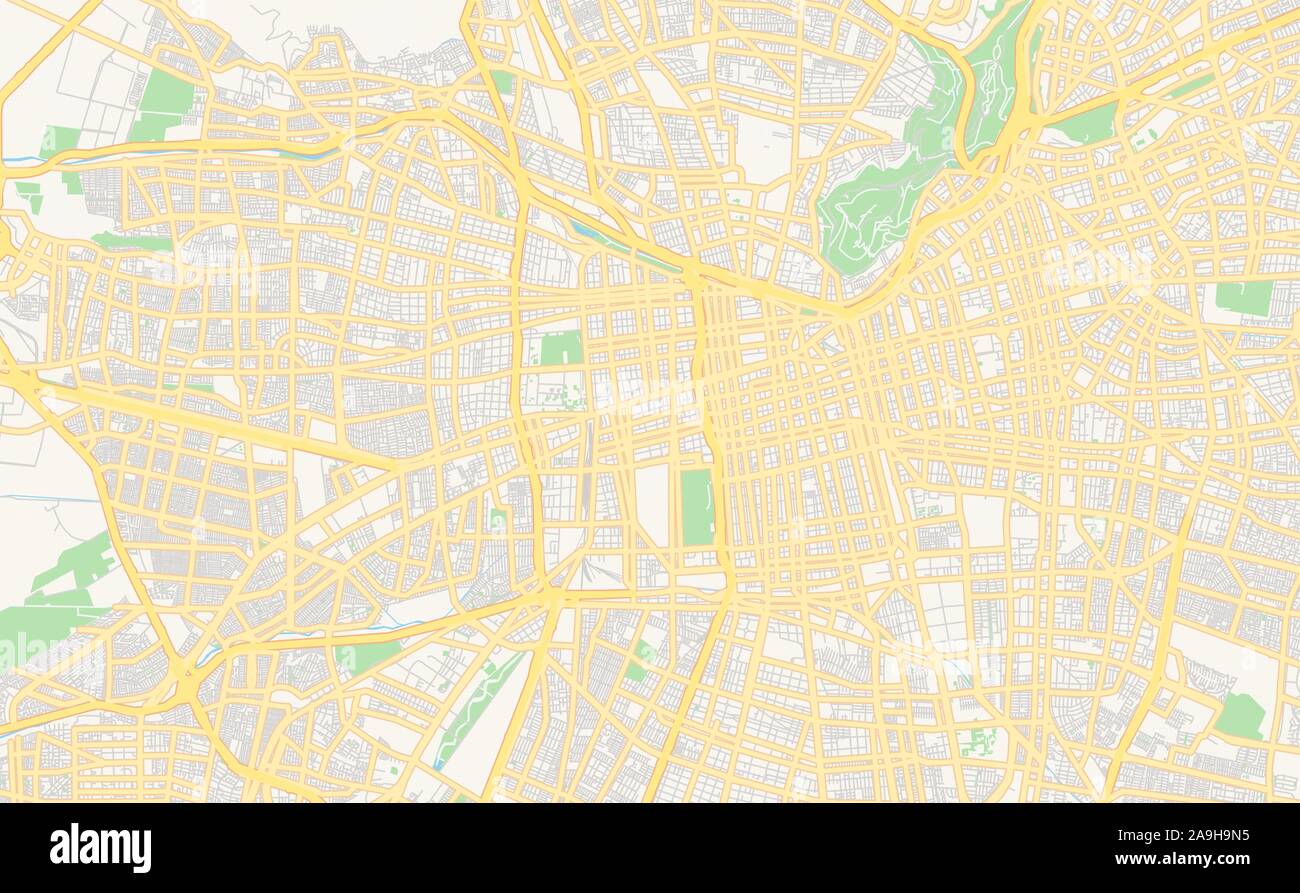Versione stampabile cartina stradale di Santiago del Cile. Mappa modello per uso aziendale. Illustrazione Vettoriale