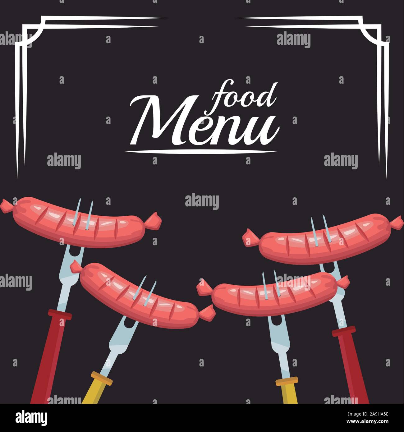 Forche con salsicce, design colorato Illustrazione Vettoriale