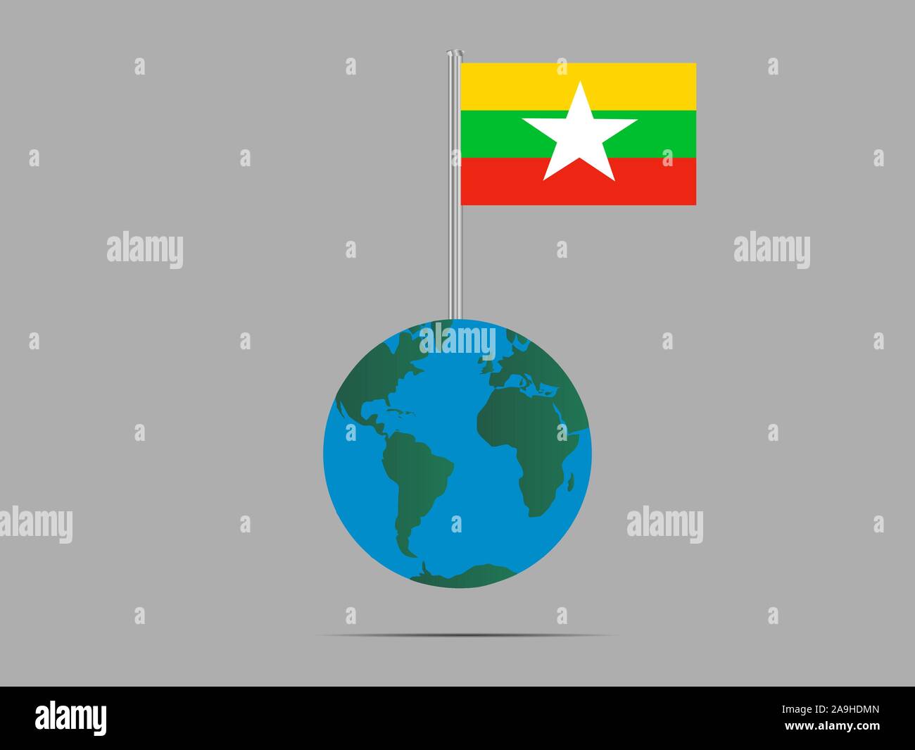 Bandiera nazionale della Repubblica dell' Unione di Myanmar. colori originali e proporzione. Semplicemente illustrazione vettoriale EPS10, da paesi flag impostato. Illustrazione Vettoriale