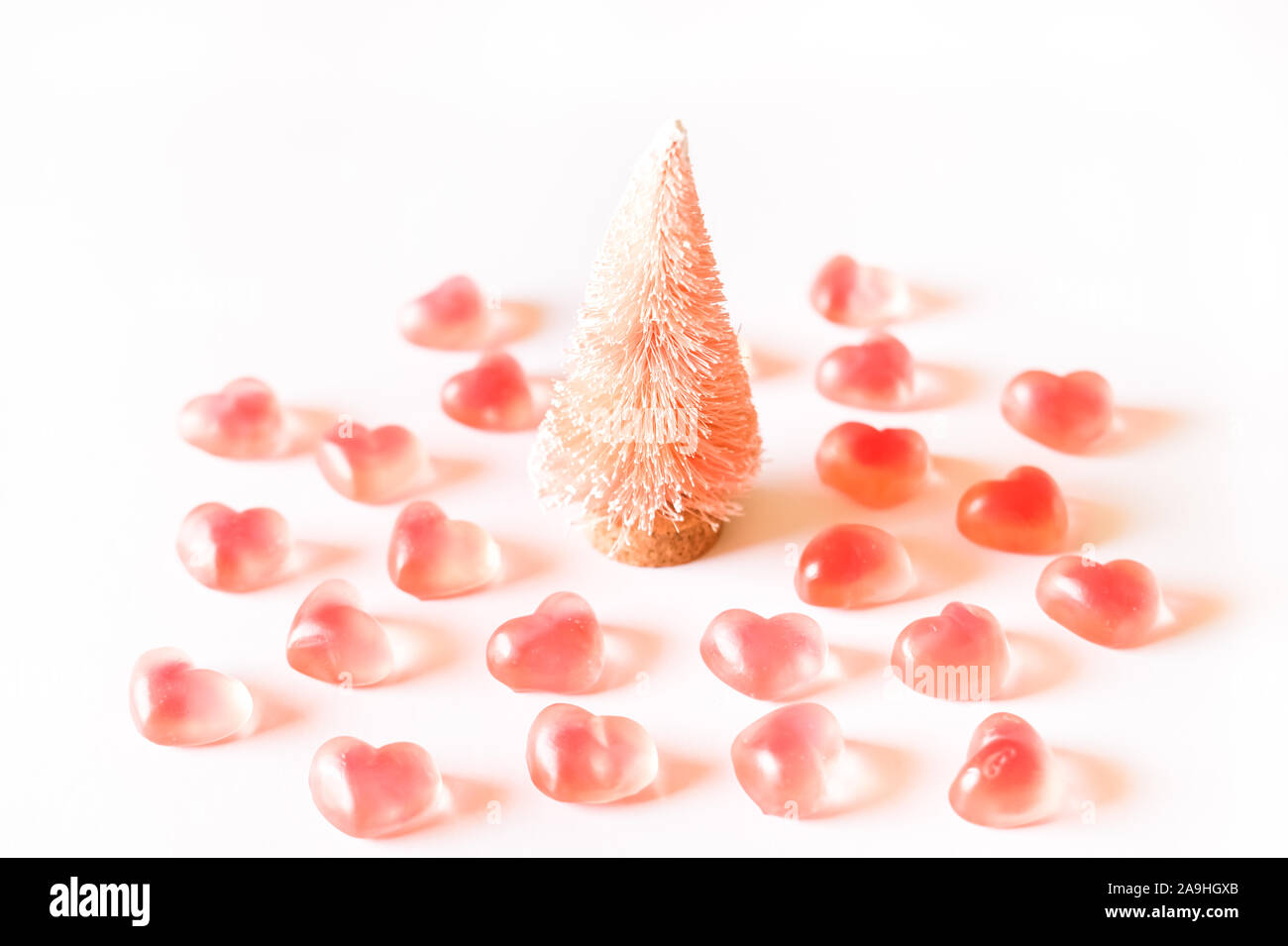 Rosa albero di Natale e di cuori. Foto Stock