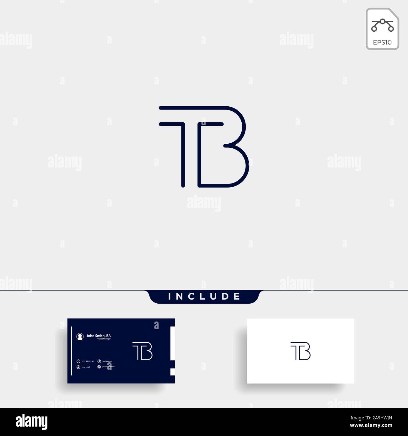 Lettera TB BT T B Logo Design semplice vettore Illustrazione Vettoriale