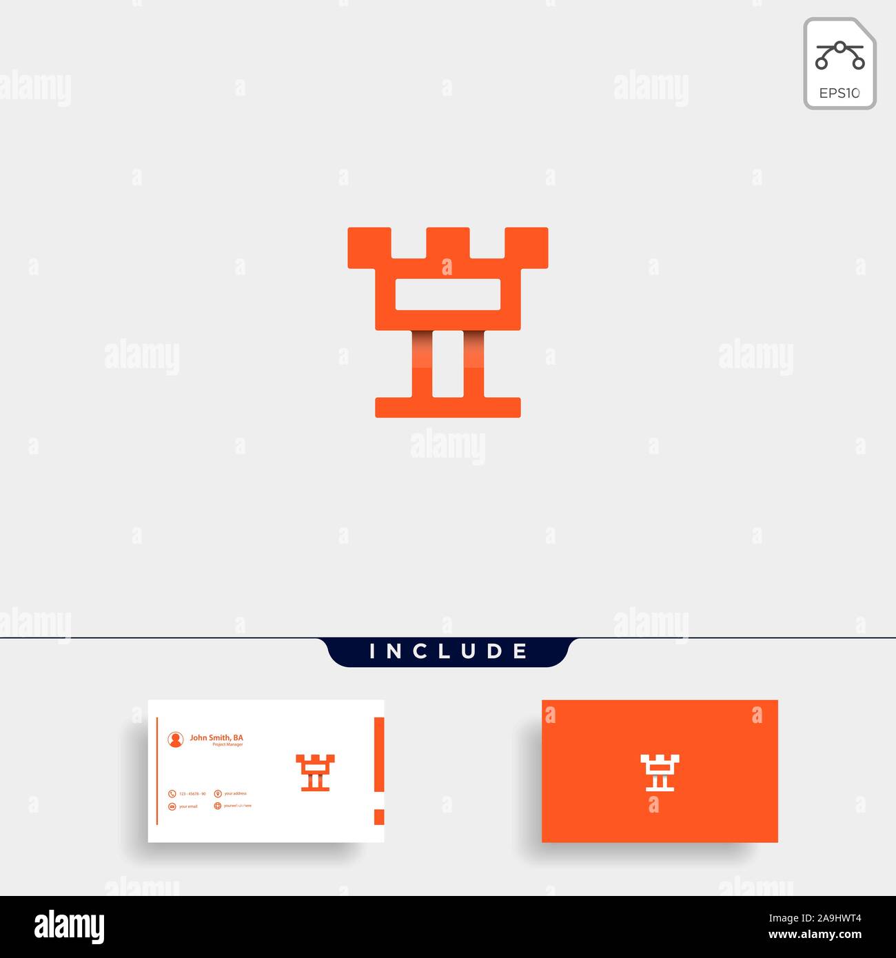 Lettera T Castle Logo Design icona Vettore Illustrazione Vettoriale