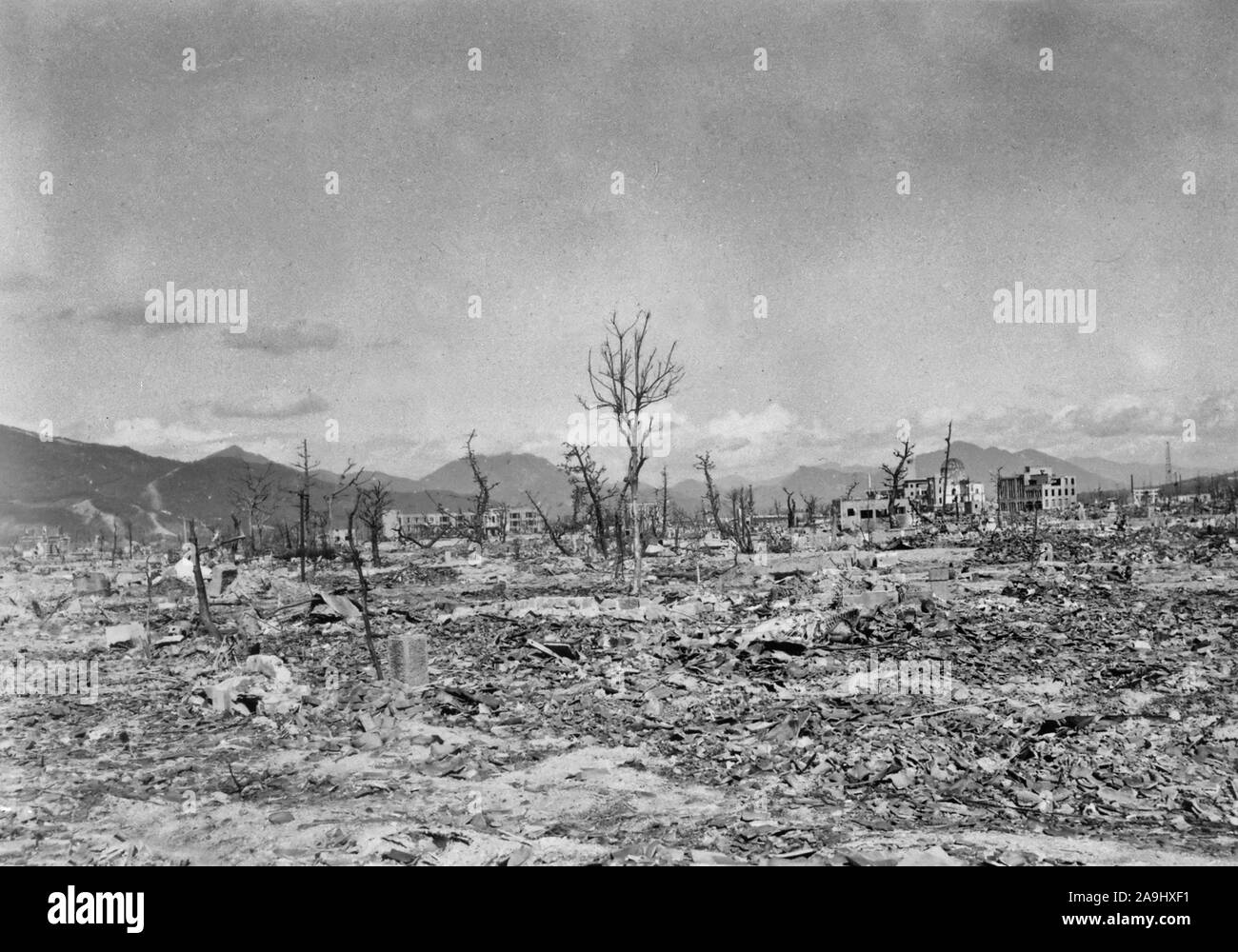 Hiroshima, Giappone dopo la bomba atomica detonazione. Fotografia scattata Marzo 17, 1948 Foto Stock