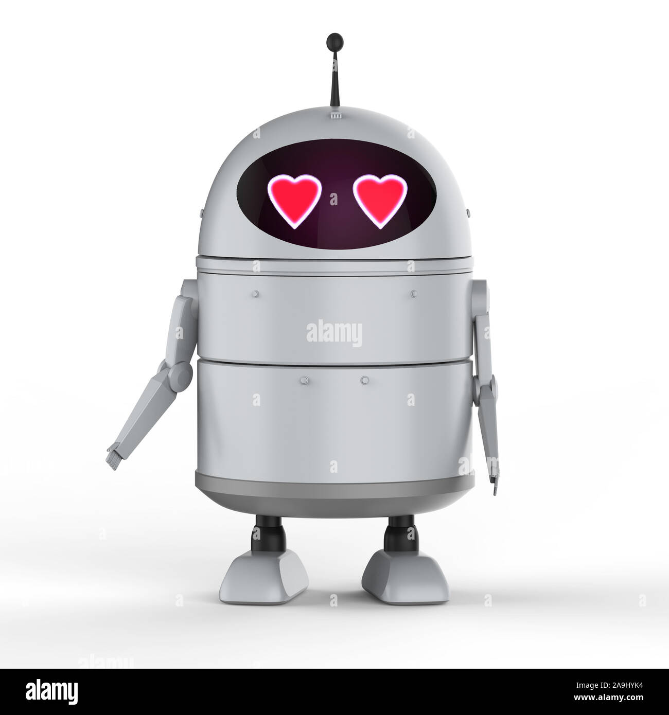 Automazione matchmaker concetto con 3D rendering androide robot o di intelligenza artificiale robot con il personaggio dei cartoni animati in amore Foto Stock
