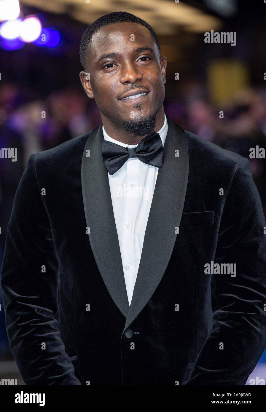 Londra, Regno Unito. Xiv Nov, 2019. Junior Afolabi assiste la Premiere mondiale di blu e di Storia presso il Curzon Mayfair di Londra. Credito: SOPA Immagini limitata/Alamy Live News Foto Stock