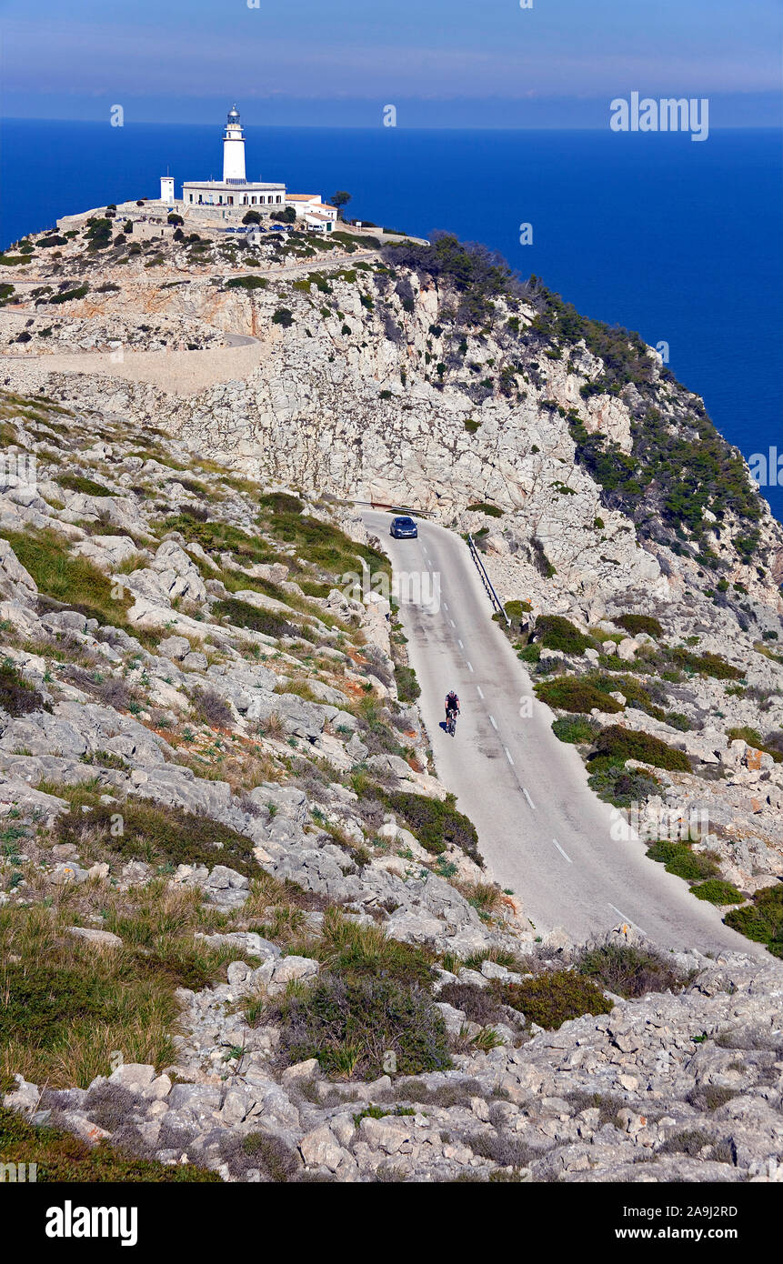 Faro di Capo Formentor, Maiorca, isole Baleari, Spagna Foto Stock
