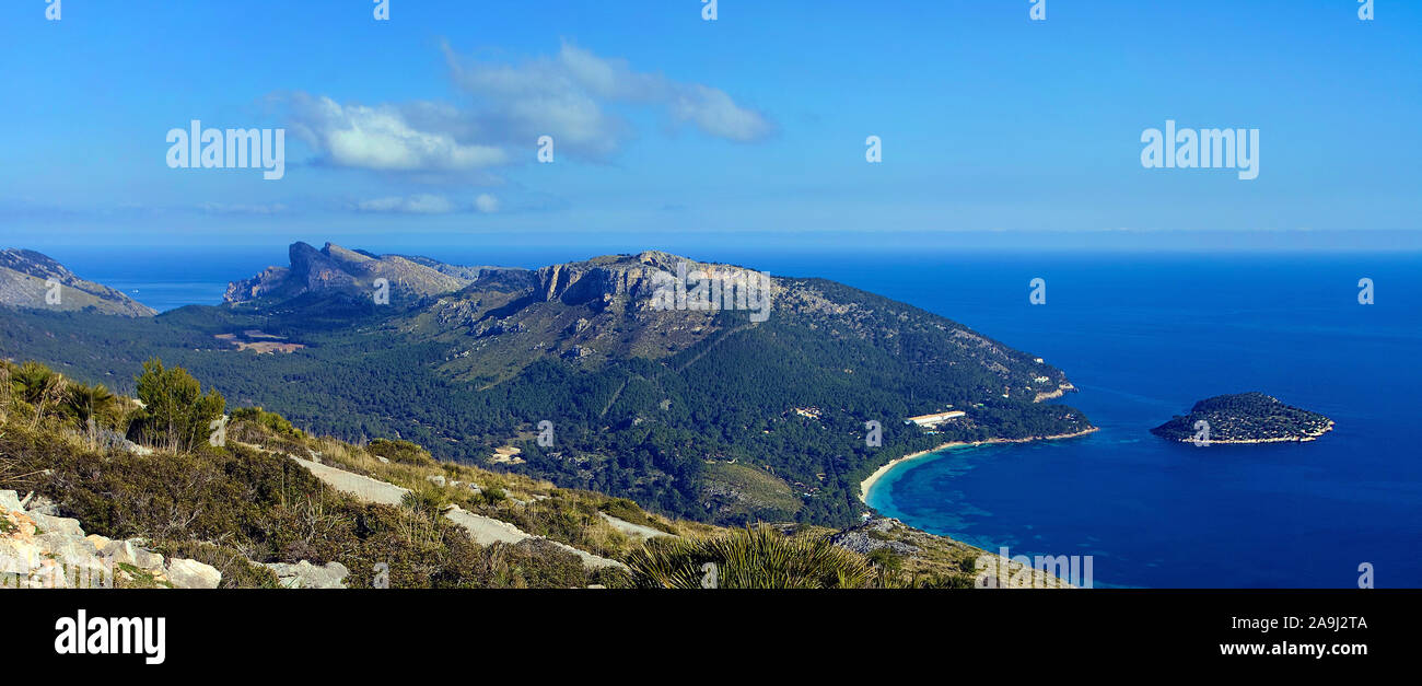Vista da Talayot de Almallutx a Capo Formentor, Maiorca, isole Baleari, Spagna Foto Stock