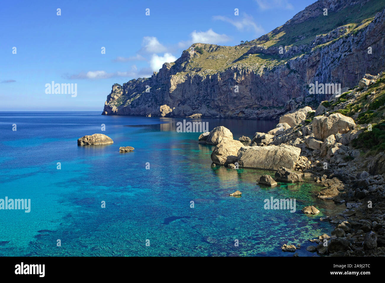 Cala Figuera, bella baia di Capo Formentor, Maiorca, isole Baleari, Spagna Foto Stock