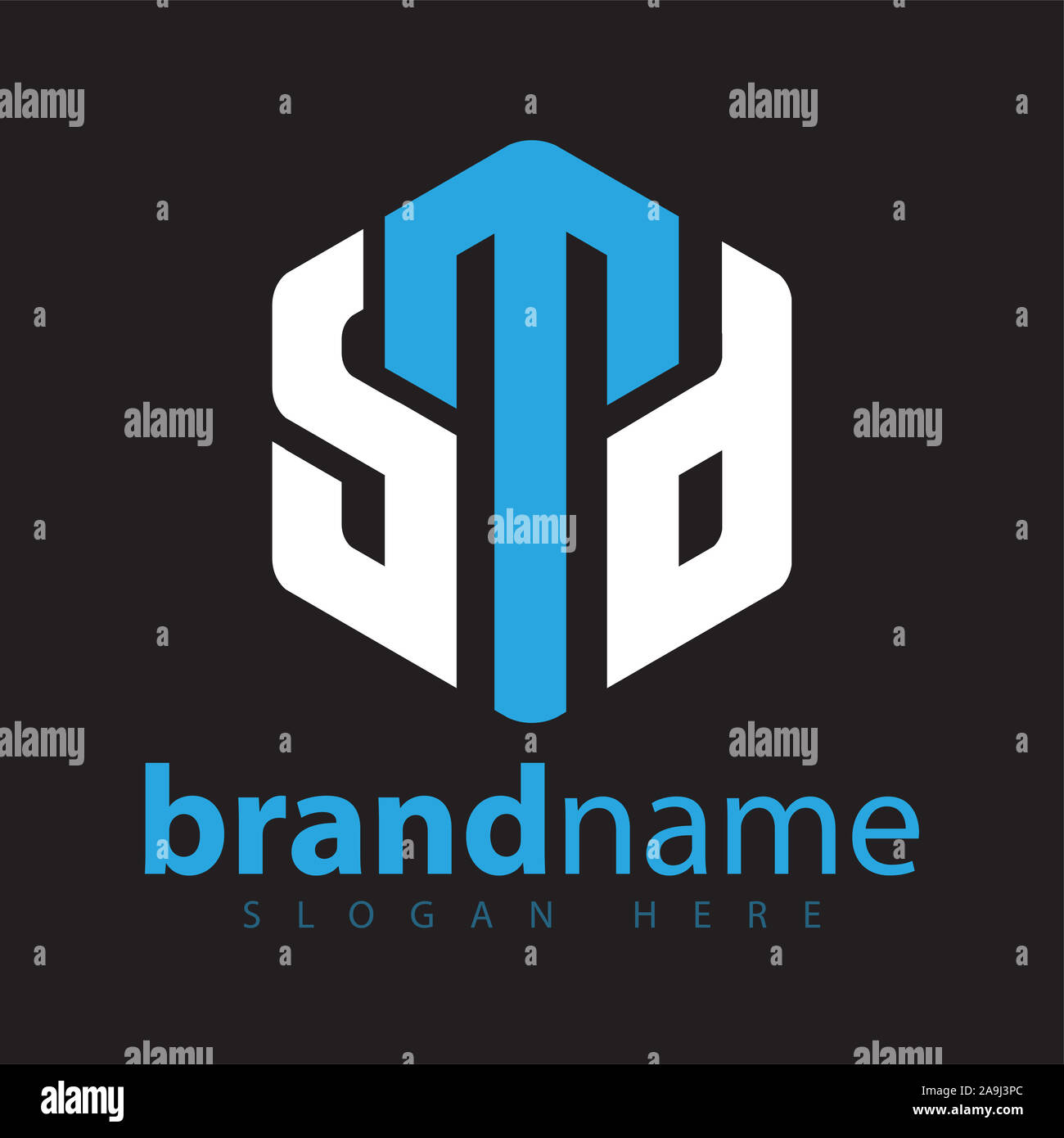 S M D Lettera Logo esagonale modello predefinito Foto Stock
