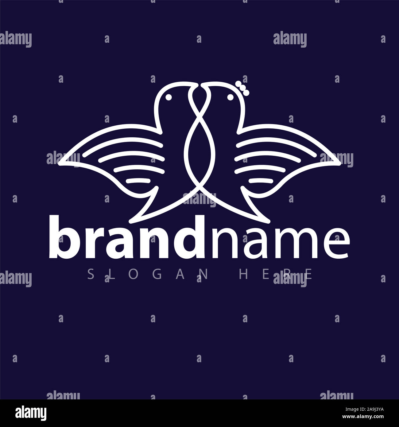 Colomba linea icona Logo vettore modello di magazzino Foto Stock