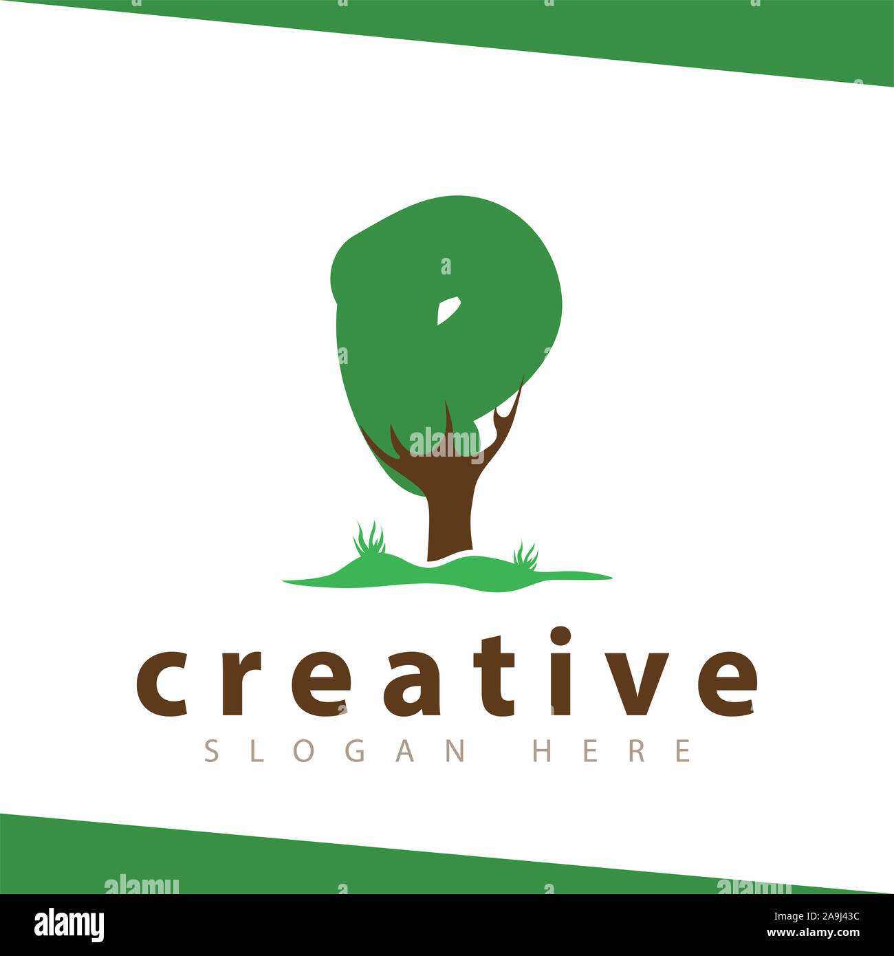 Lettera P tree logo verde template vettoriale Foto Stock