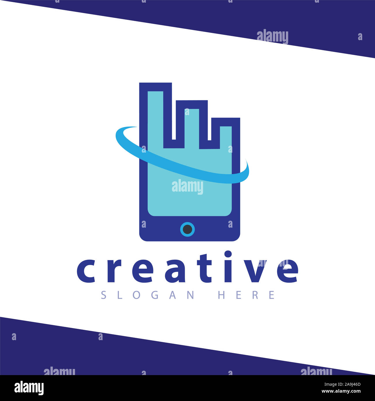 Telefono costruire città icona logo template vettoriale Foto Stock