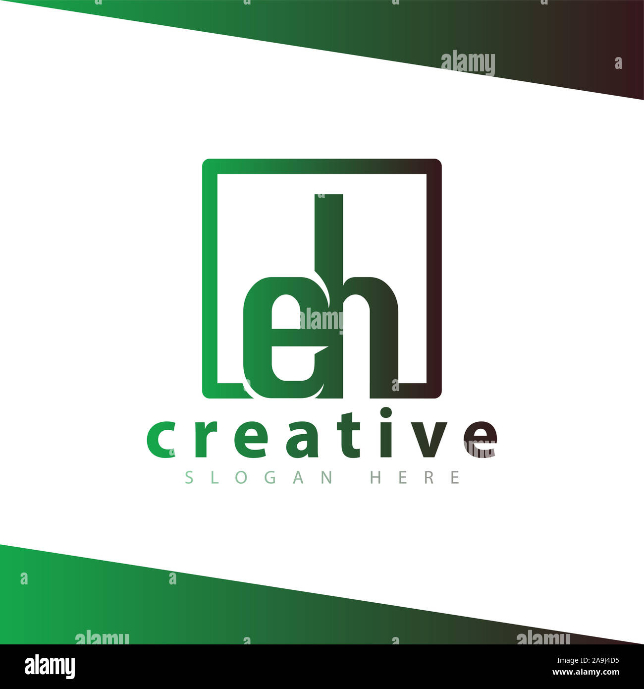 Eh lettera in piazza logo template vettoriale Foto Stock