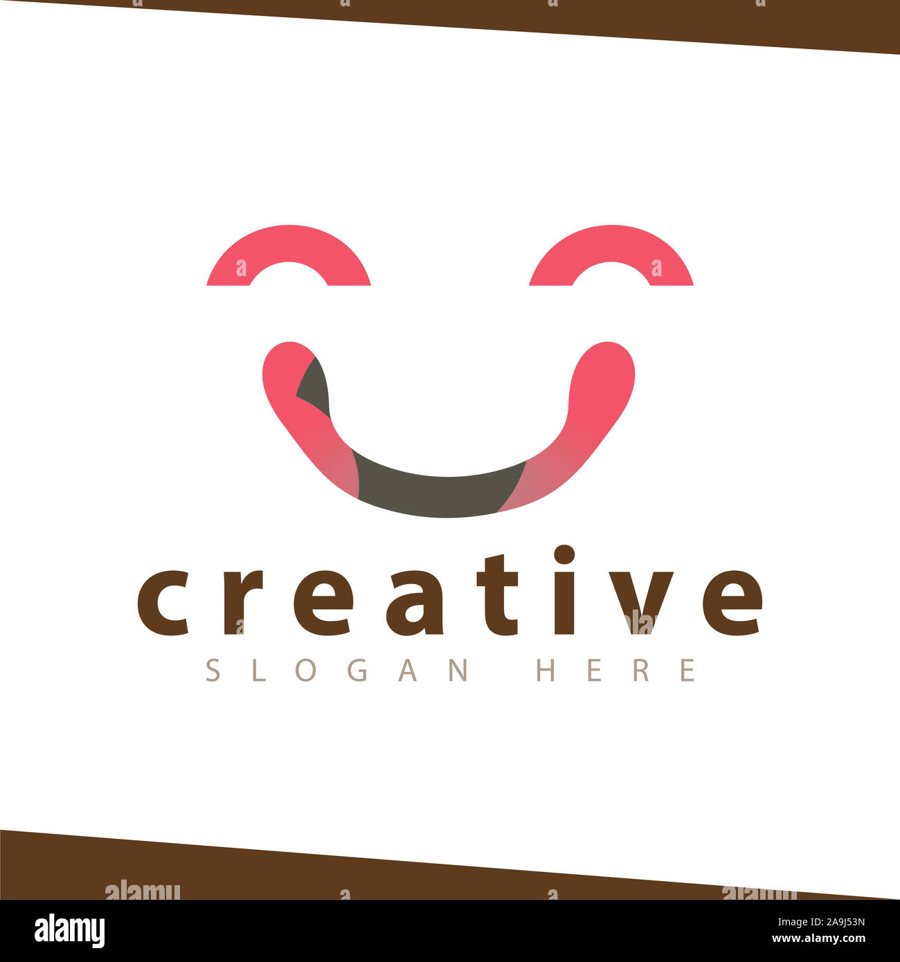 Smile face logo design Foto Stock