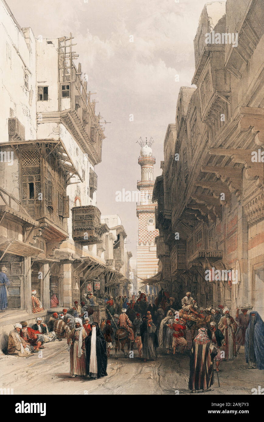 La moschea Mooristan Cairo illustrazione di David Roberts (1796-1864). Foto Stock