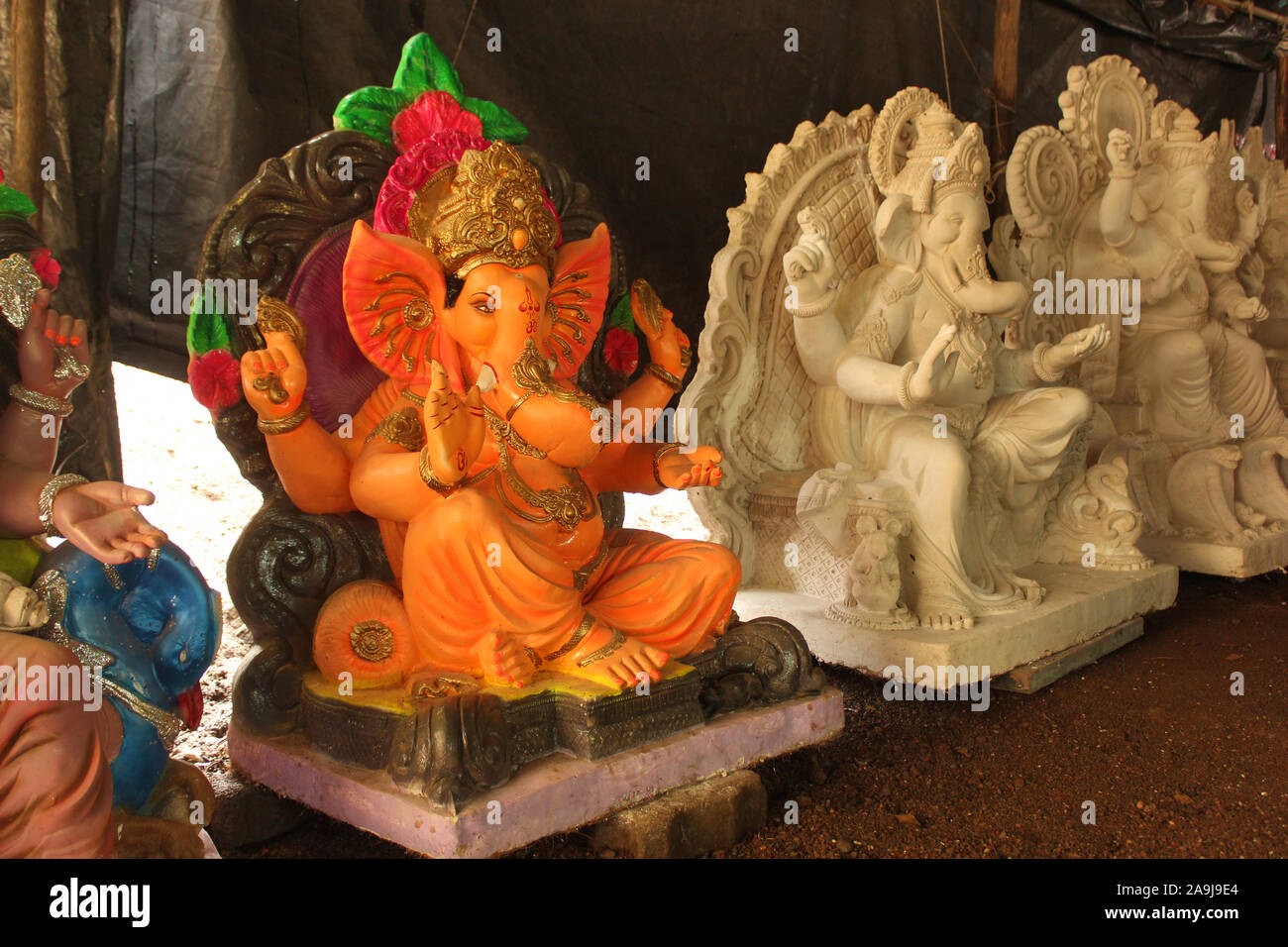 Realizzazione di Shree Ganesha statua di Pune, Maharashtra, India. Foto Stock