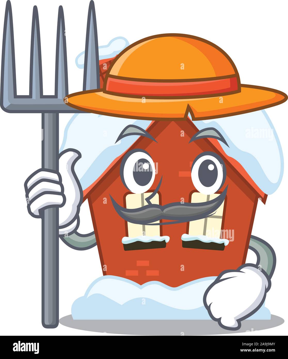 Cartoon winter house con in carattere contadino Illustrazione Vettoriale