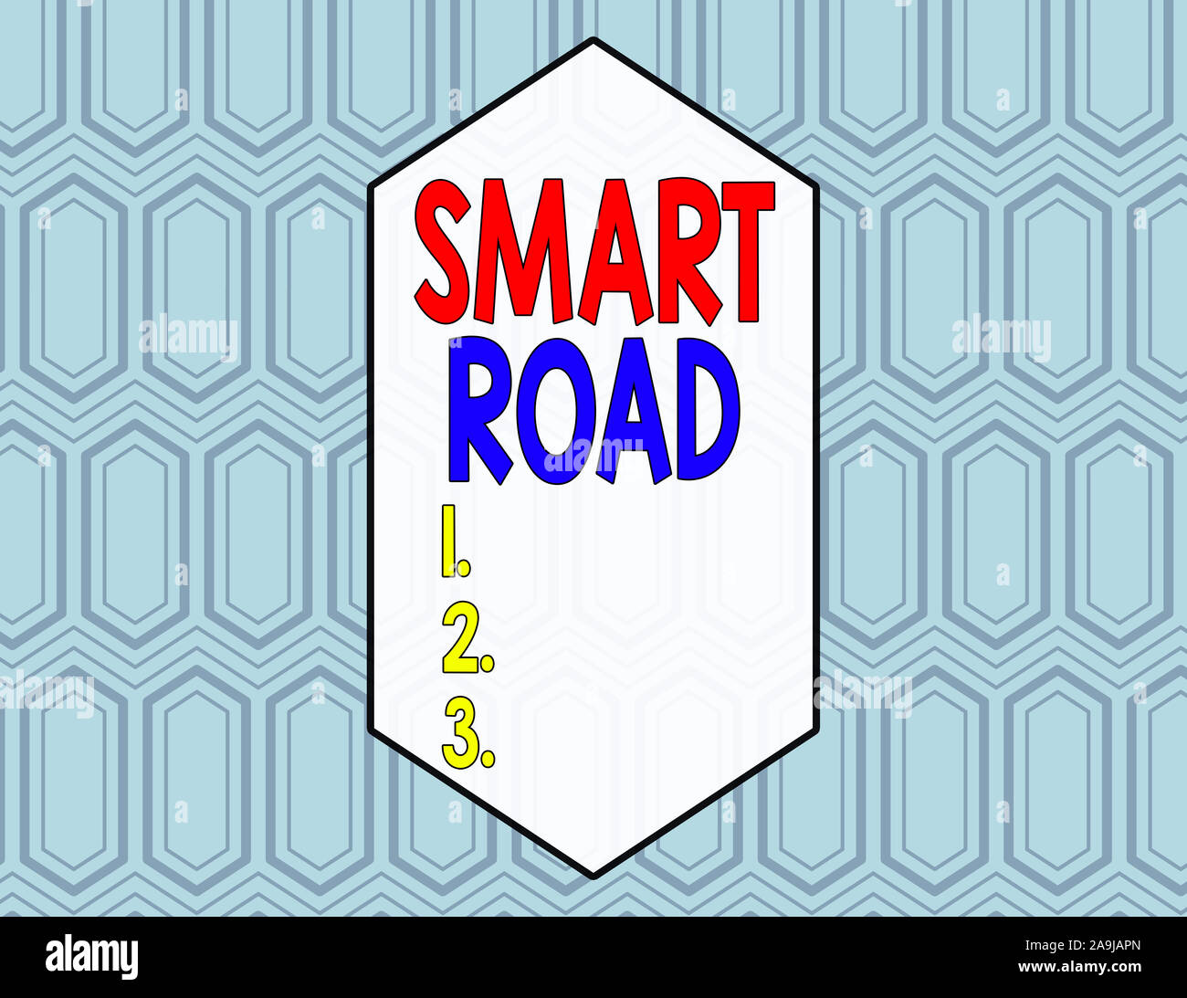 Mano concettuale che mostra la scrittura Smart Road. Concetto significato numero di modi diversi per le tecnologie sono incorporati in strade senza giunture mattonelle esagonali ho Foto Stock