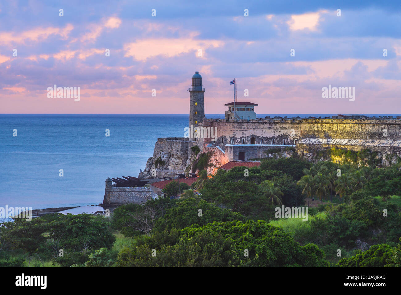 Morro Castle a l'Avana (habana), Cuba al crepuscolo Foto Stock