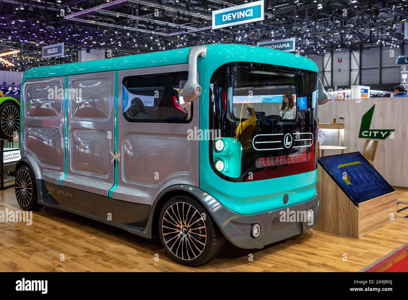 Electric CARGO van Sin Cars L-City presentato all'annuale Salone Internazionale dell'Auto di Ginevra 2019, Ginevra, Svizzera Foto Stock