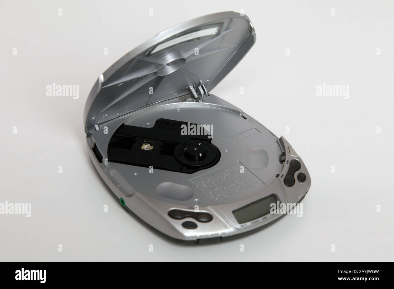 SONY D-191 CD Walkman Discman lettore Compact Disc Silver Digital Mega Bass, coperchio aperto Foto Stock