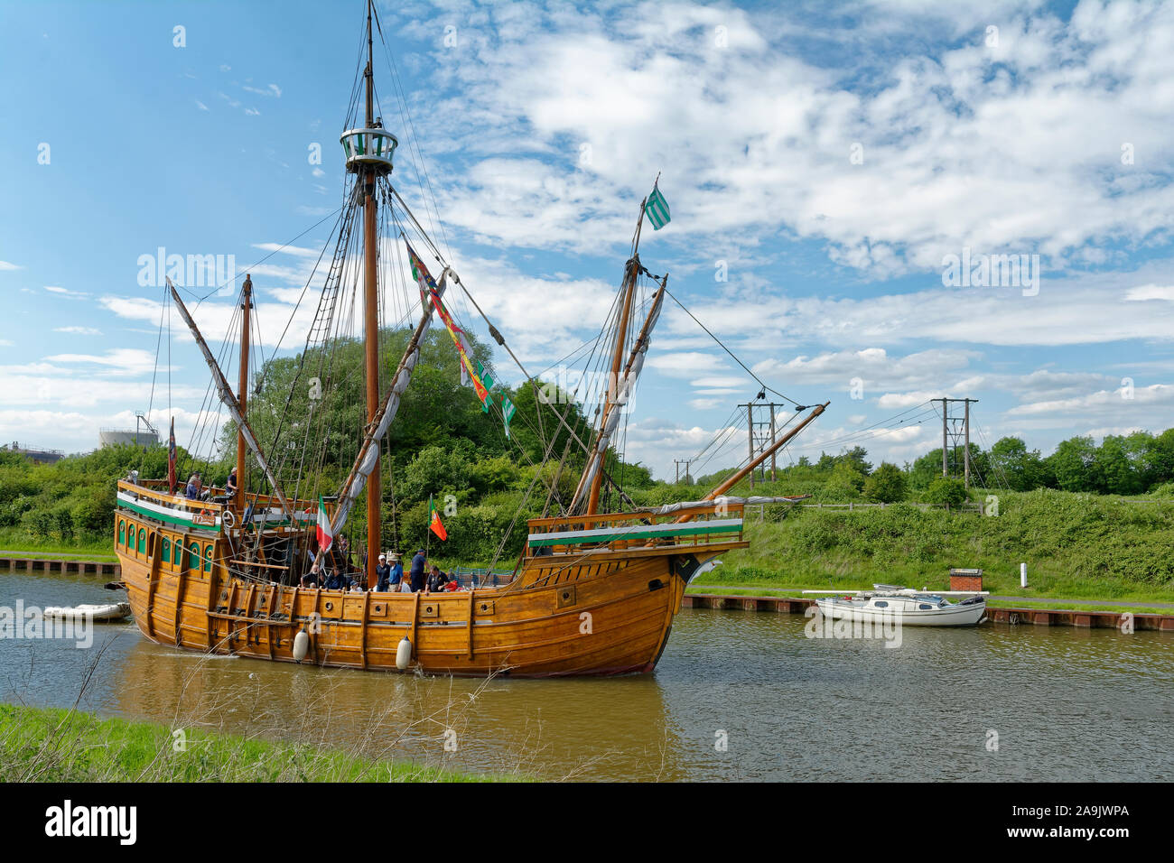 Replica di John Cabot la nave di Matteo, Gloucester nitidezza Canal Foto Stock