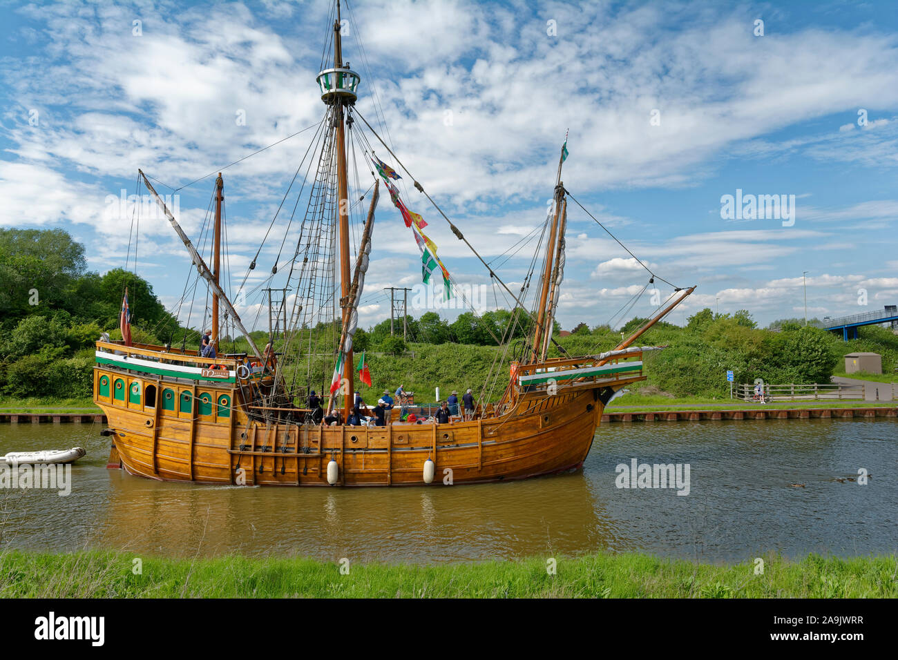 Replica di John Cabot la nave di Matteo, Gloucester nitidezza Canal Foto Stock